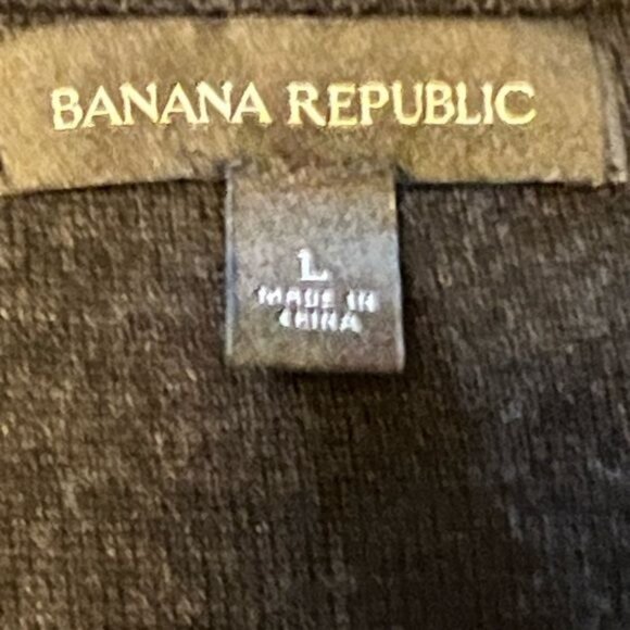 Banana Republic Men’s Sweater Size Large Wool Blend Zip Up Cardigan Leather Trim - Picture 8 of 10